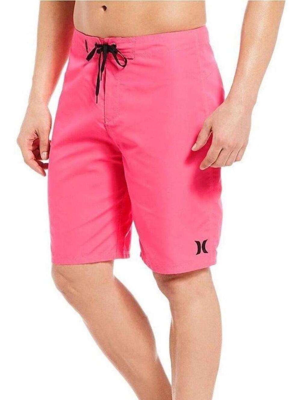 HURLEY phantom 20” length neon pink swim trunks board beach shorts size 40 New